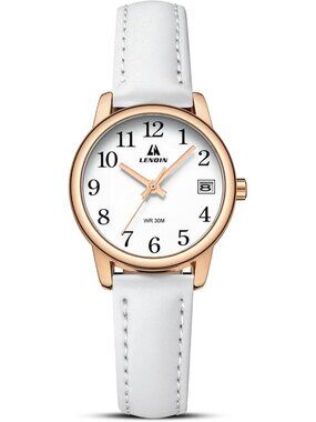 Women White Rose Gold Leather Strap Analog Quartz Luminous Dial Waterproof Watch